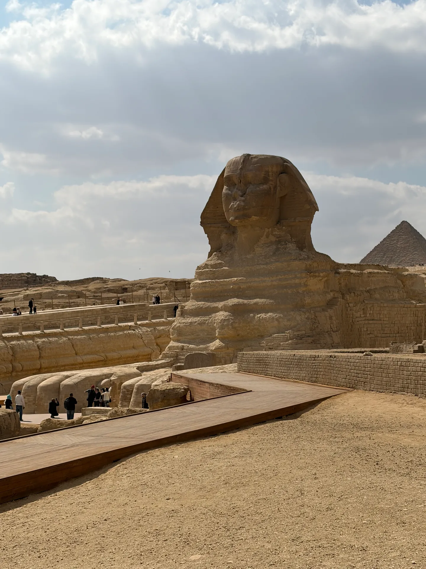 The Great Sphinx and pyramid at the Giza plateau