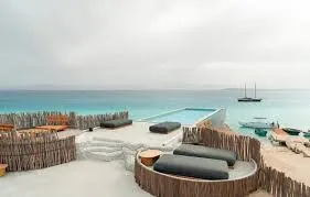 Panoramic sea view from shaded seating on Ozirea Island