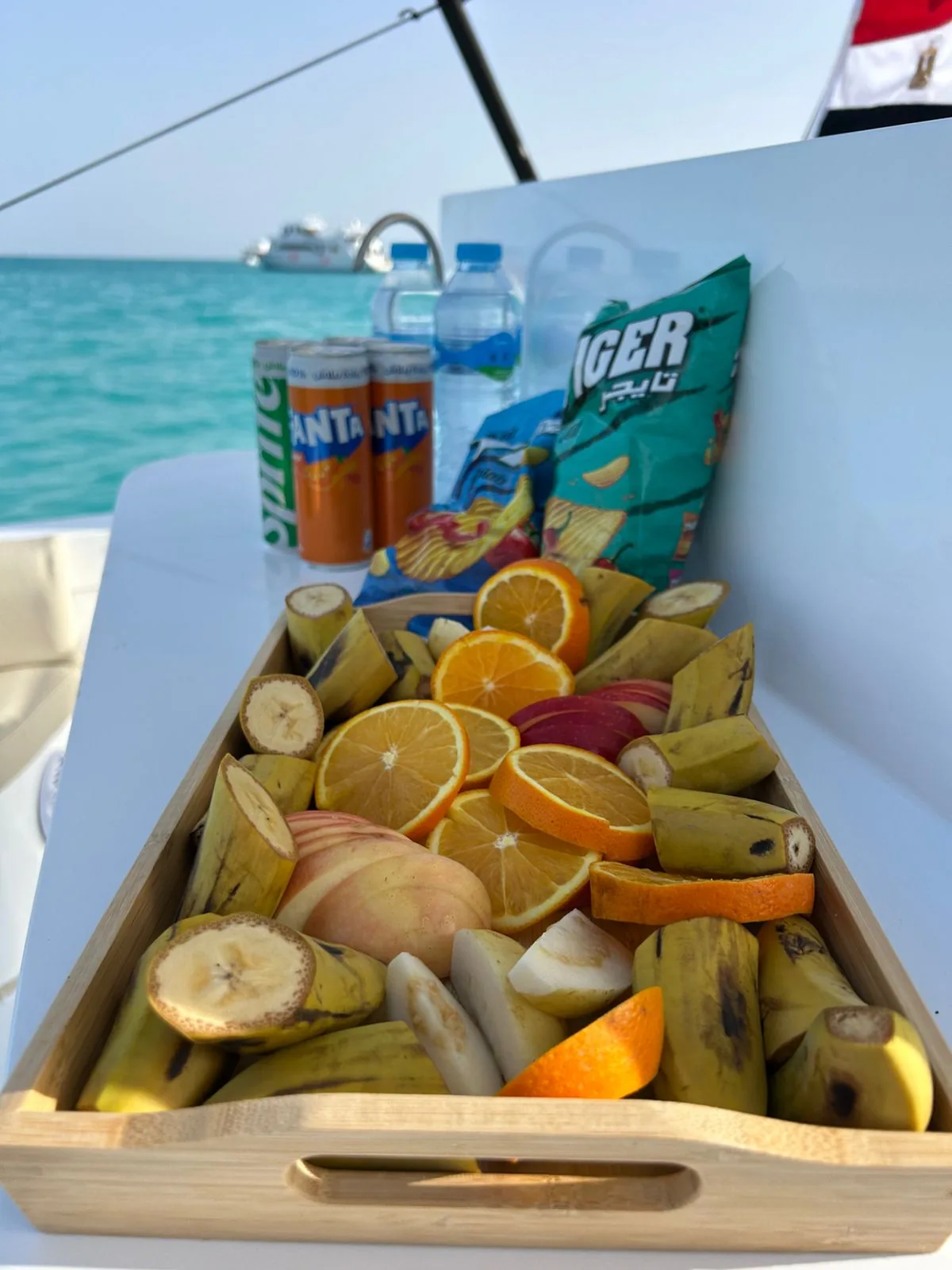 Refreshments prepared for a private speed boat trip