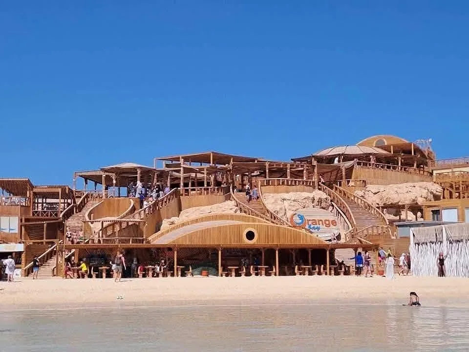Orange Bay island wooden beach resort structure